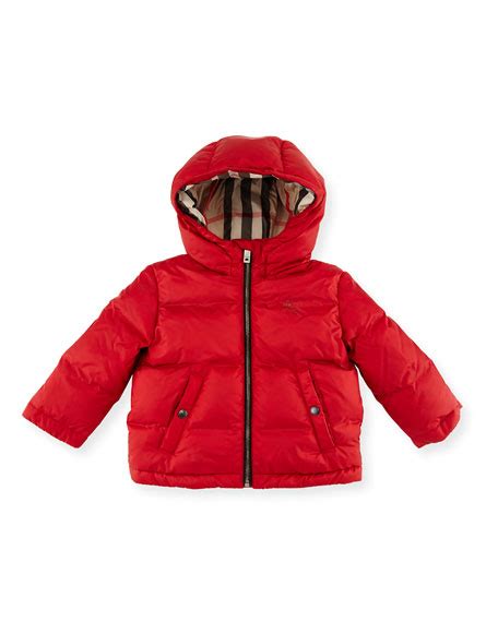 Burberry Rio Hooded Reversible Puffer Jacket, Military Red, Size 